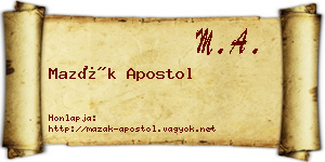 Mazák Apostol névjegykártya